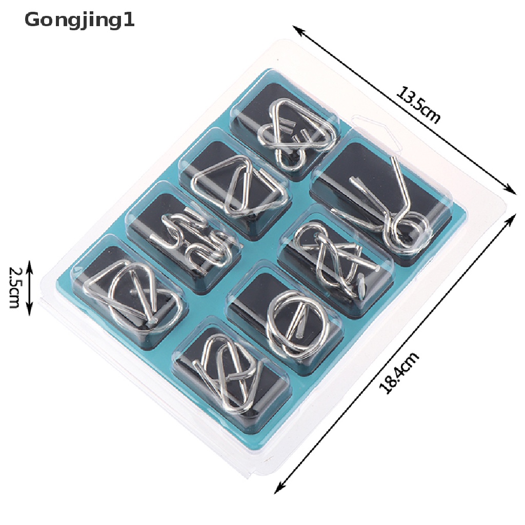 Gongjing1 8pcs / Set Mainan Puzzle Kawat Metal Untuk Asah Otak / IQ