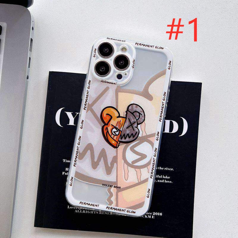 Splicing Violent Bear Soft Case iP iPhone 11 12 13 Pro Max 6 6S 7 8 + Plus X XR SE 2020 XS Max Casing