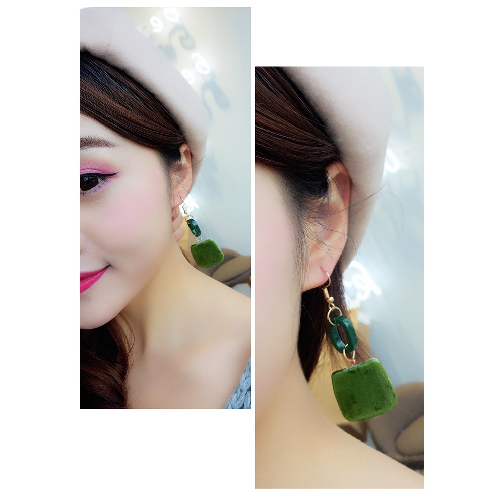 Korea retro square Oval panjang jahitan geometris anting-anting Korea gaya chic dan unik sederhana a