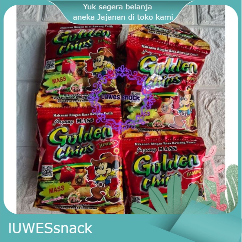 

golden chips isi 10pcs/potato chips/makanan ringan/ kripik /krupuk /jajan jadul/ snack jadul/ciki-ciki /camilan