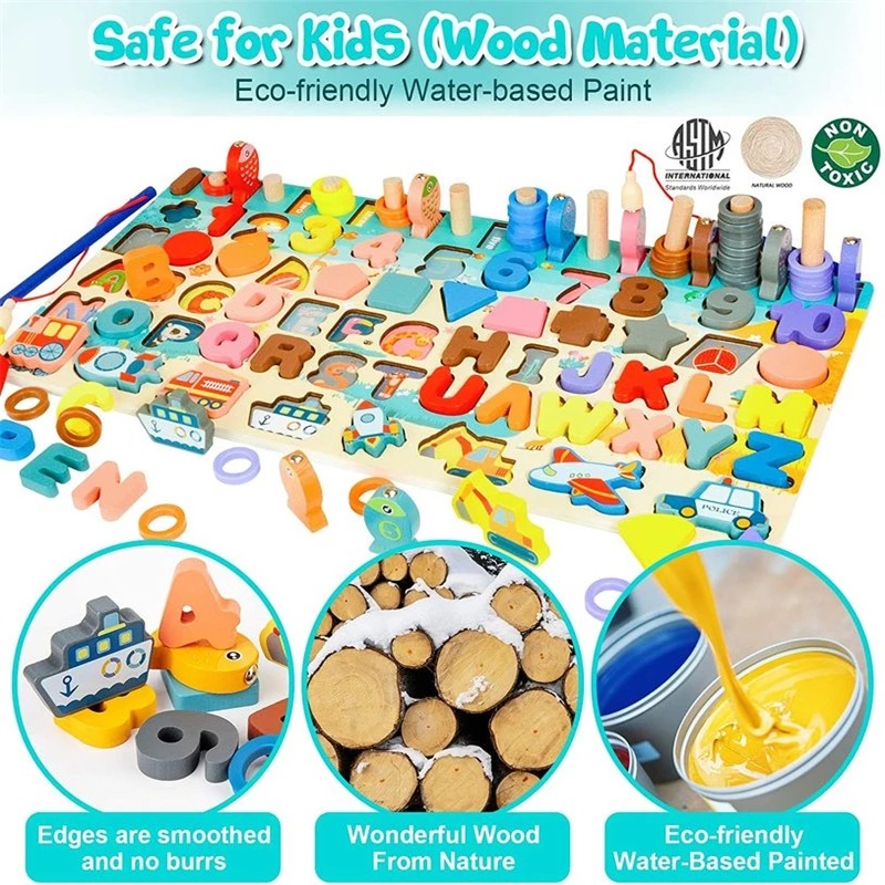 ~Edukasi 7in1 Puzzle Kayu Anak Huruf dan Angka Pancing Ikan Montessori Wooden Toys-4