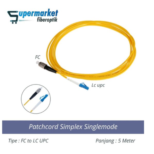 Patchcord Fiber Optik Simplex SM FC to LC UPC Panjang 5 Meter