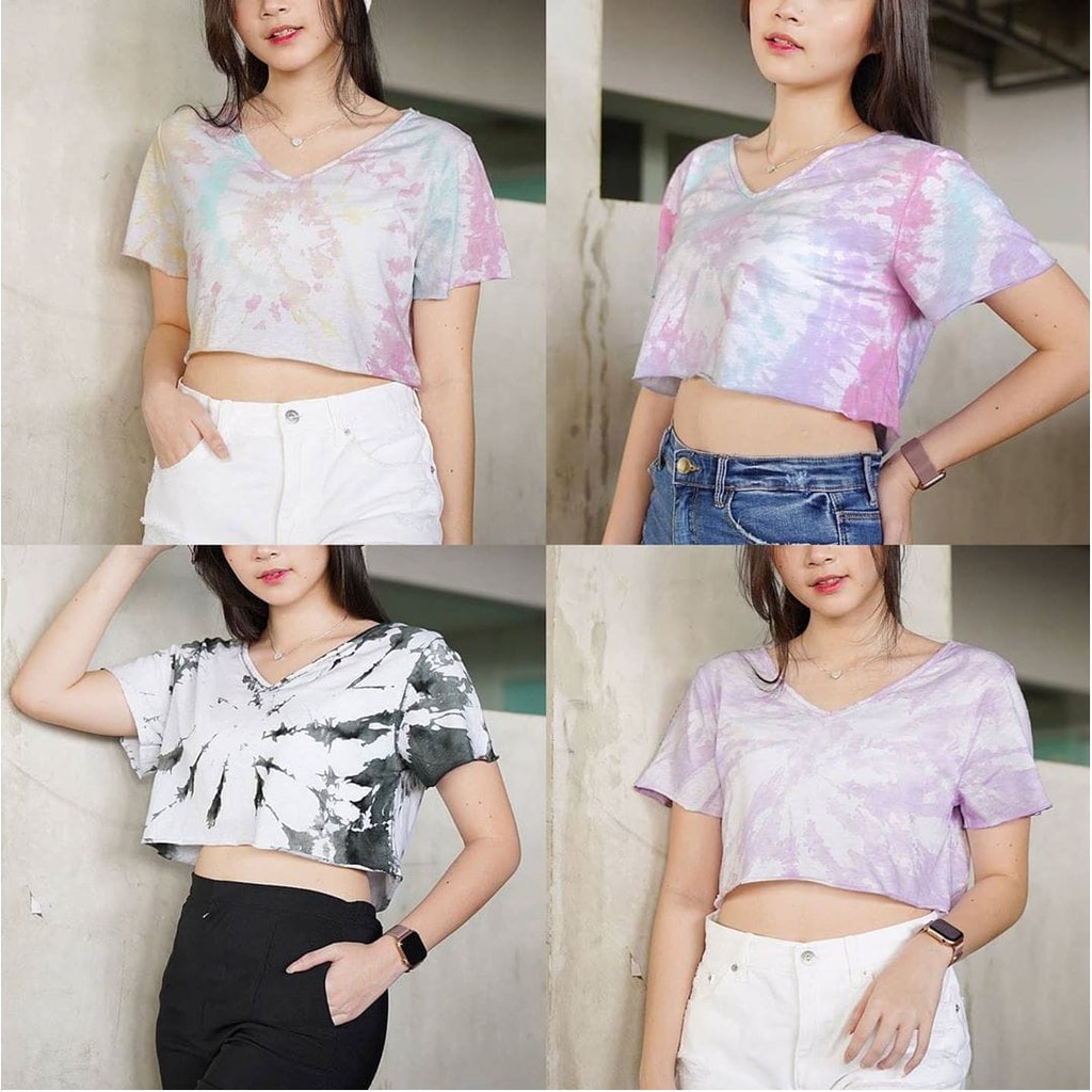 Crop Tie Dye Shirt/ Crop YERIKA Atasan Pendek Wanita | Kaos Wanita Tie Dye