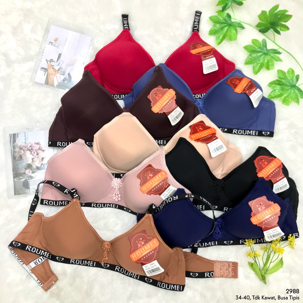 RVC75 - Bra Busa Tipis Tanpa Kawat 34-40 Kait 2 dan 3 | BH Katun Polos Underwear Dewasa Pakaian Dala