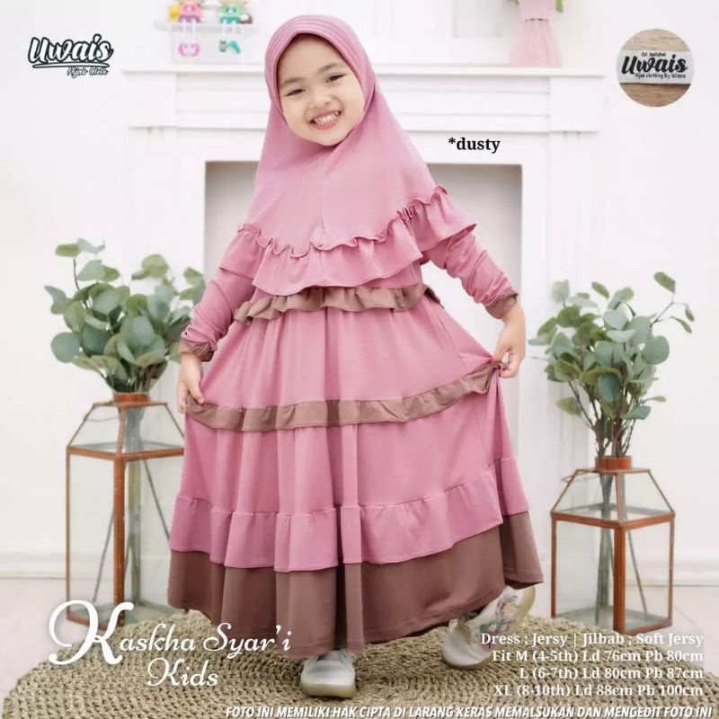 Kaskha BAJU MUSLIM ANAK PEREMPUAN CANTIK/GAMIS ANAK TANGGUNG/PAKAIAN ANAK PEREMPUAN/BAJU MUSLIM ANAKgamis anak terbaru
