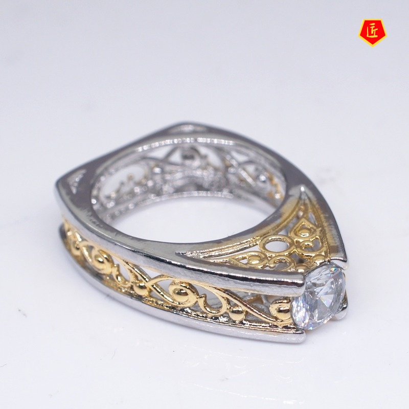 [Ready Stock]Creative Triangle Moissanite Ring Geometric 18K Gold Color Separation