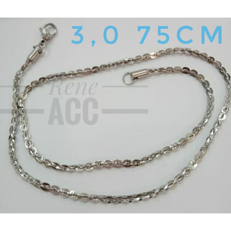 Kalung Titanium pria Rantai silver anti karat selamanya