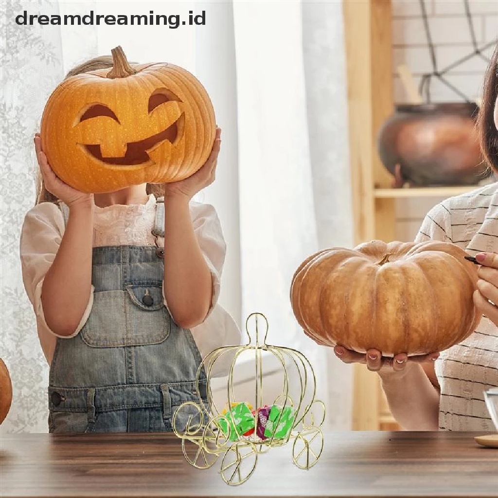 Kotak Permen Desain Kereta Labu Warna Emas Untuk Hadiah