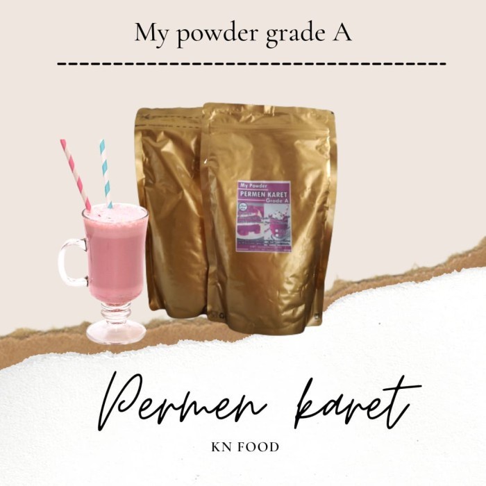 

KEMASAN 500 GR / MY POWDER GRADE A PERMEN KARET / BUBBLE DRINK KEKINIAN.