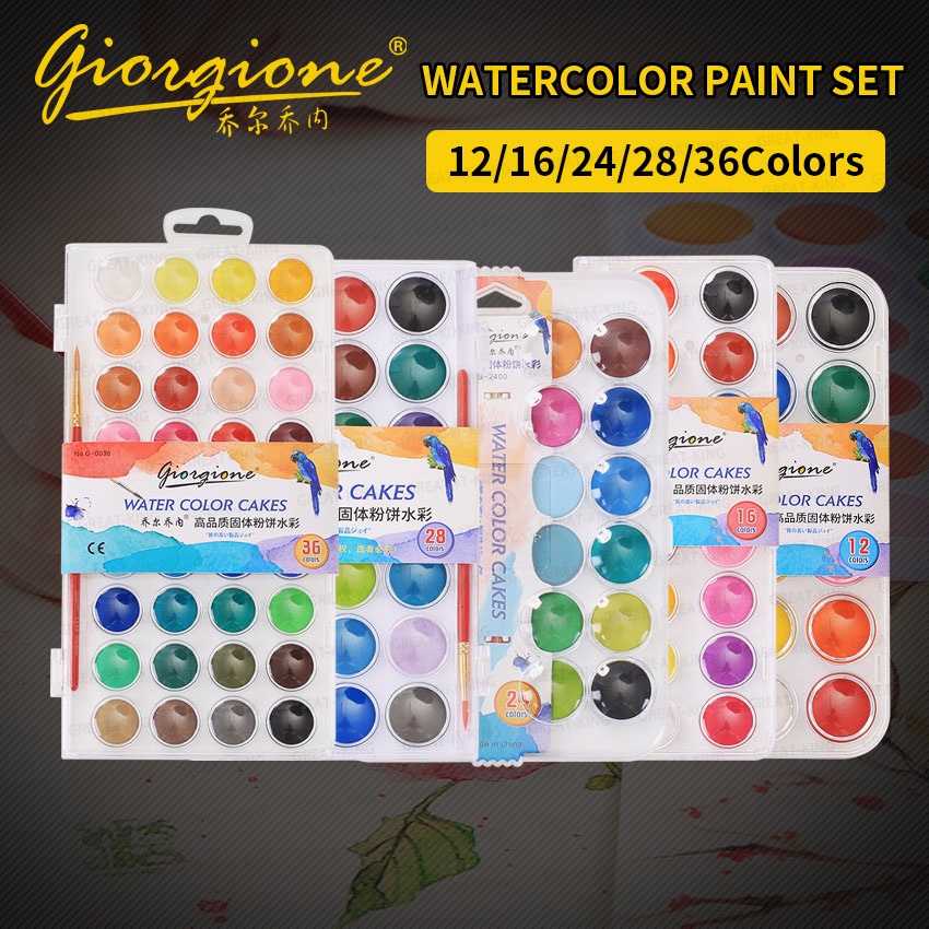 

24/36 Warna Artis Grafiti Alat Aquarelle Akrilik Set Cat Kuas Pena Solid Kuas Cat Air Pigmen Lukisan Minyak
