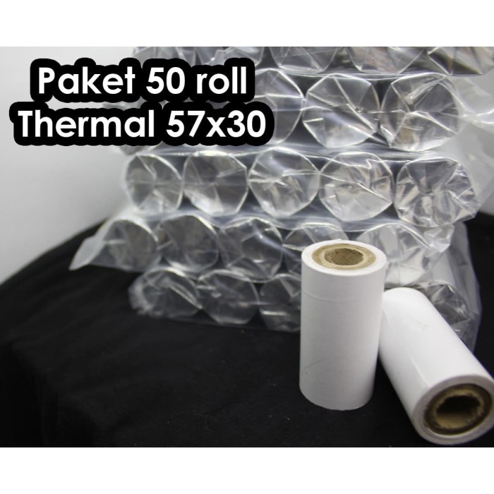 

(BISA COD) 50 Roll Kertas Struk Thermal 57x30 EDC Printer Bluetooth Spots