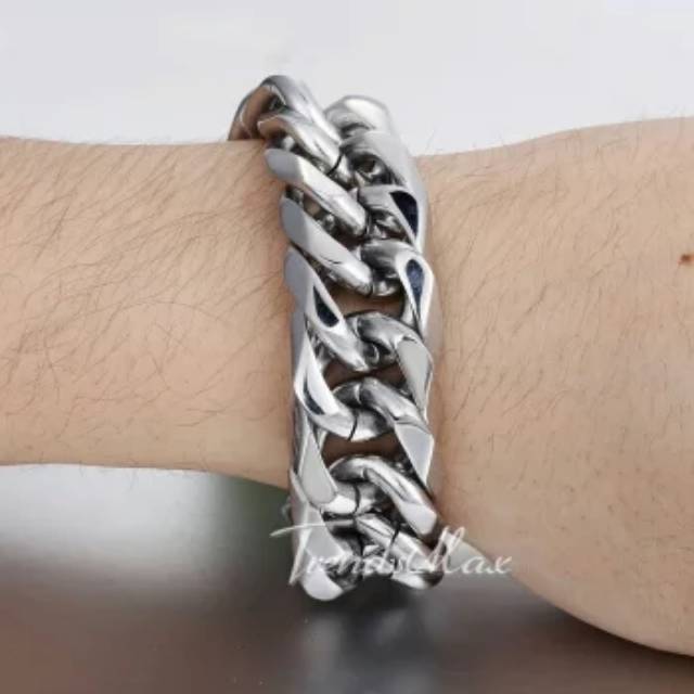 Gelang Pria Titanium 316L Rantai Besar Double