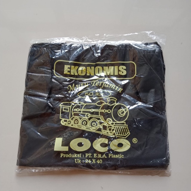 Kantong Plastik loco ekonomis hitam 24x40 isi 50lembar