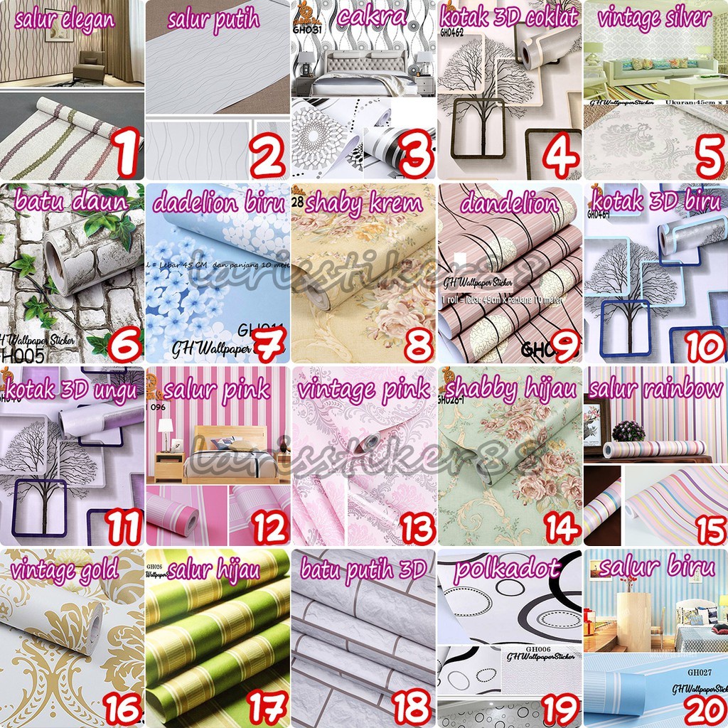 [Ready Stok!!!] wallpaper stiker dinding | 45 cm x 10 meter | 20 motif varian | order now