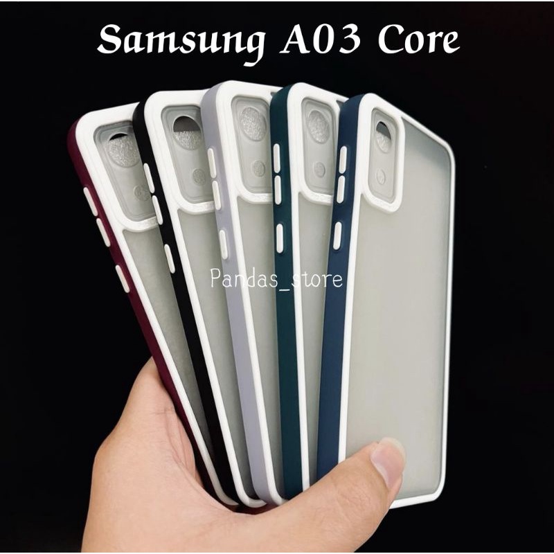 Pro Hybird Samsung A03 Core Softcase Halus dan Elegan / Pinggiran Garis Putih Keren (Pandas)