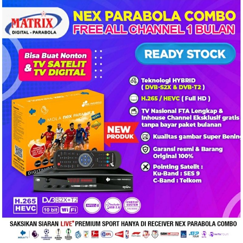 Receiver Nex Parabola Combo +  STB DVB T2 Antena TV digital