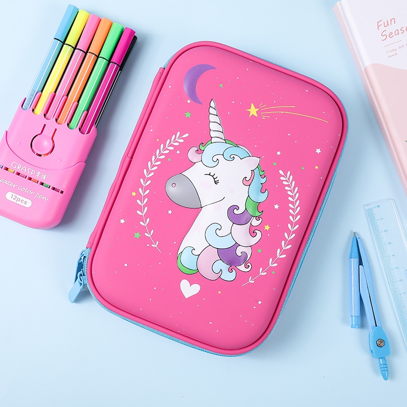 Kotak Pensil Tempat Pensil Unicorn Mermaid 3D TIMBUL 6D hardtop unicorn timbul kado ultah anak perempuan keren