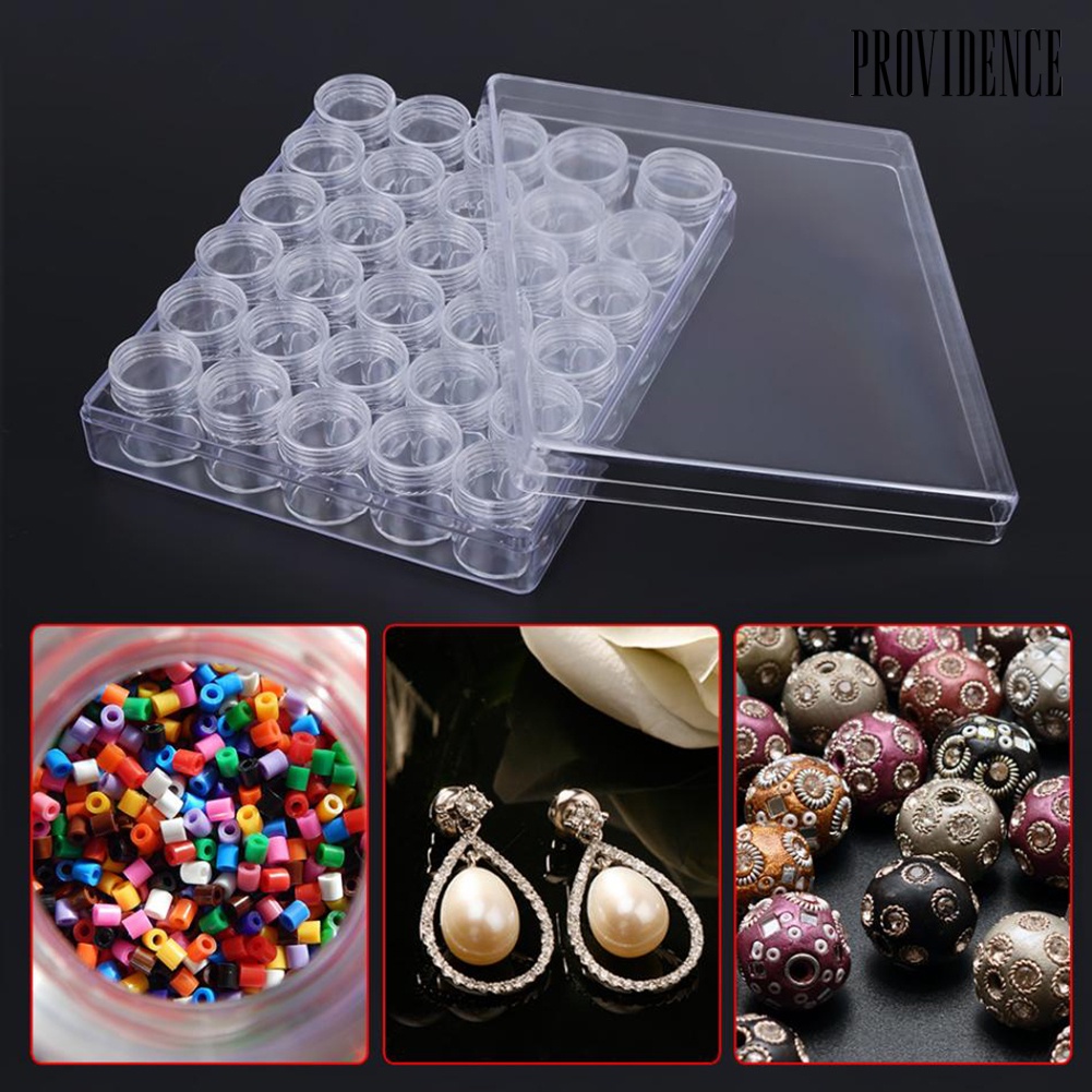 Providence 30 Jars Plastic Transparent Nail Art Rhinestone Storage Box Jewelry Organizer