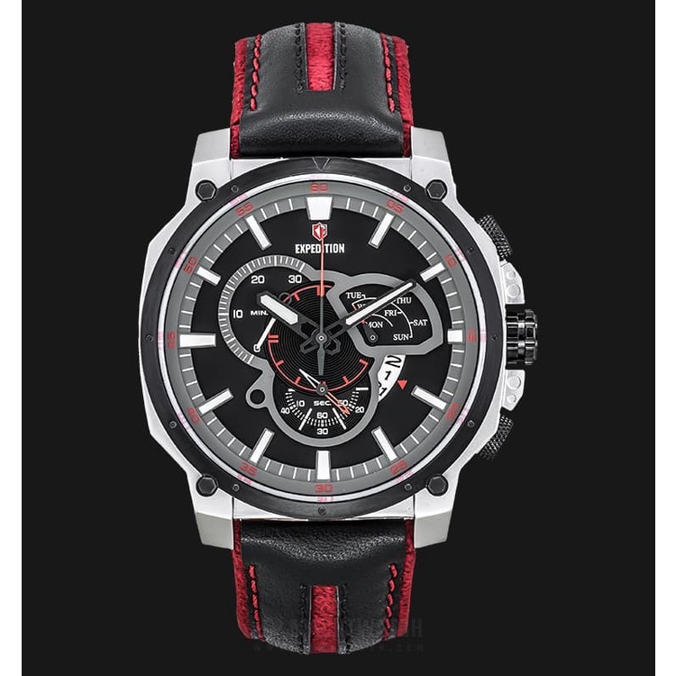 jam tangan pria expedition 6729 original black red