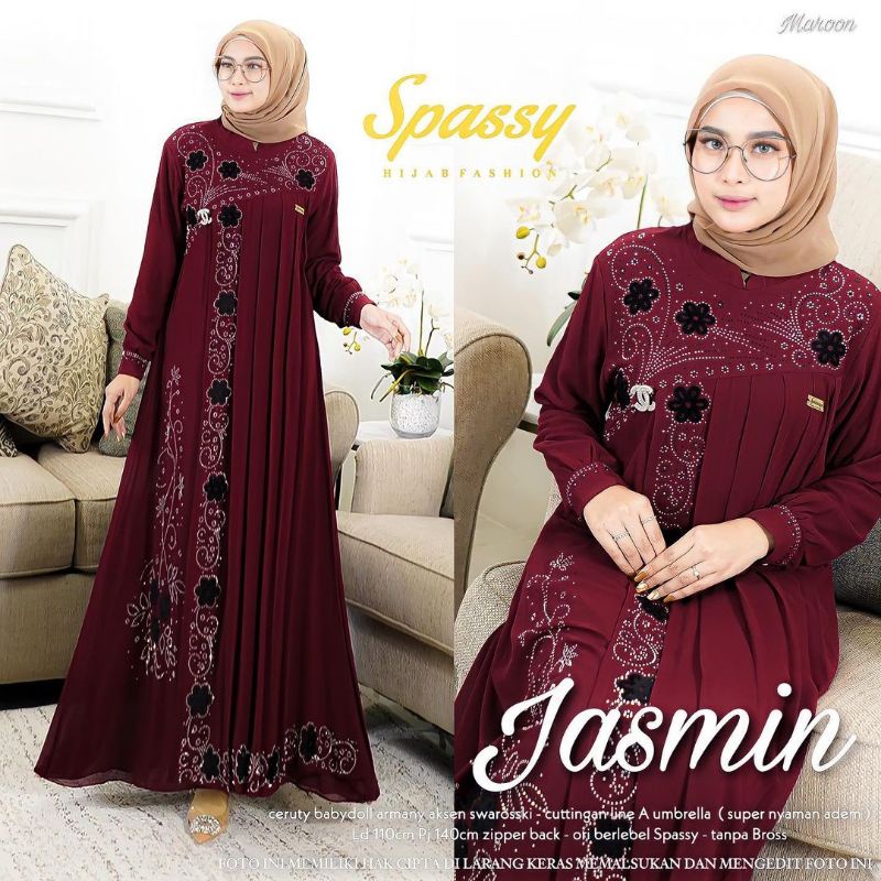 GAMIS JASMIN MAXY SUPER JUMBO+STANDARD Ceruty bordil Cattingan berfuring TERBARU