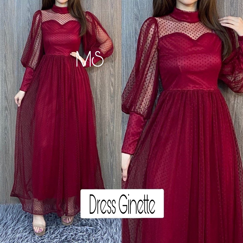 PCS DRESS GINETTE PAKAIAN FASHION WANITA MS ADA VIDEO REVIEW PRODUK 2 UKURAN