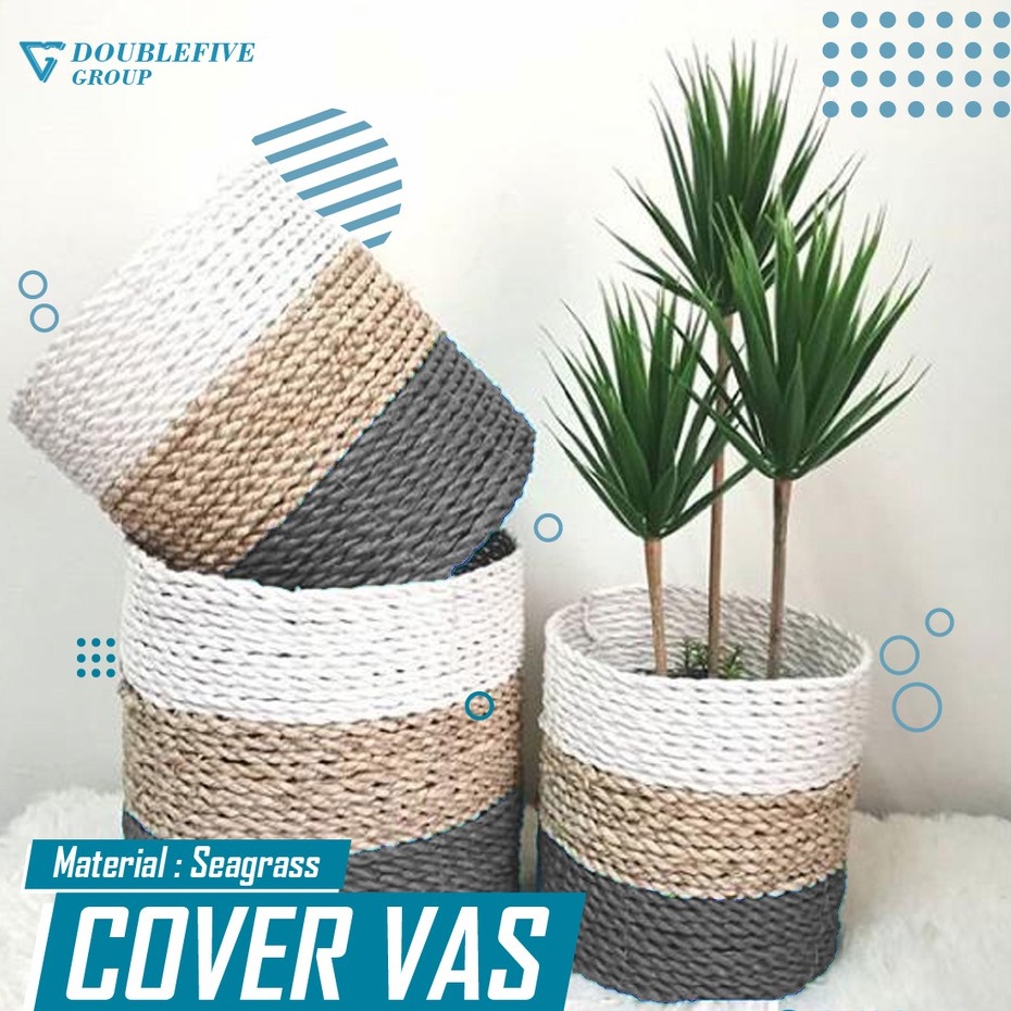 Cover Pot Anyaman Cover Pot Seagrass Cover Pot Bunga Cover Pot Anyam Isi 3 Pcs