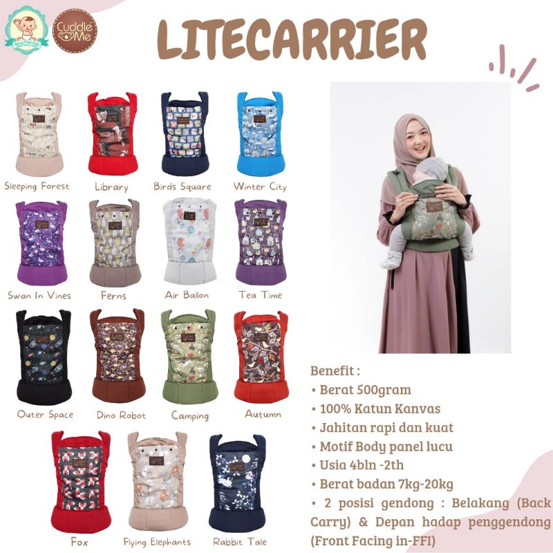 (FREE GIFT) Lite Carrier Cuddle Me Litecarrier CuddleMe | Gendongan Bayi SSC M Shape