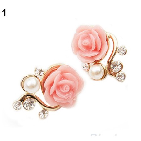 NunuLisaTan -Termurah Aksesoris Fashion Wanita SALE ANEKA ANTING Wanita KOREA-MAWAR MUTIARA PINK