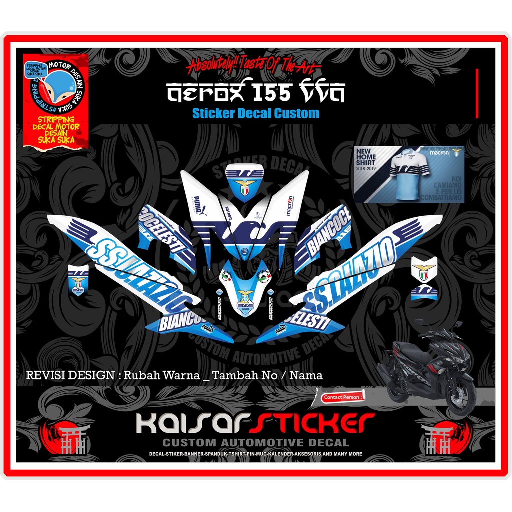 Decal Sticker Aerox 155 Stiker Striping Aerox 155 SS Lazio Full Body