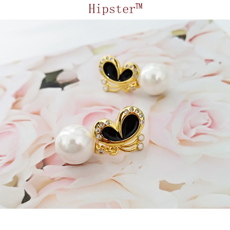 Hot Sale Natural Freshwater Pearl Butterfly Socialite Style Inlaid Zircon New Studs