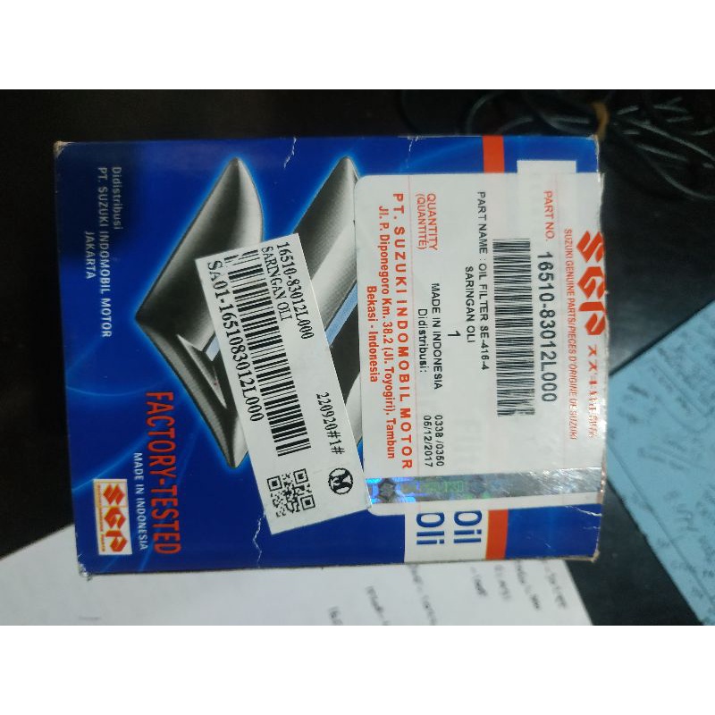 SGP Oil Filter Vitara, Sidekick, Escudo