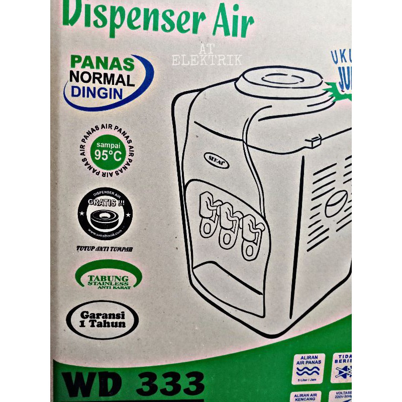 Dispenser Air SEKAI WD 333 Panas, Normal, dingin / Dispenser 3 kran / Tempat Galon Miyako