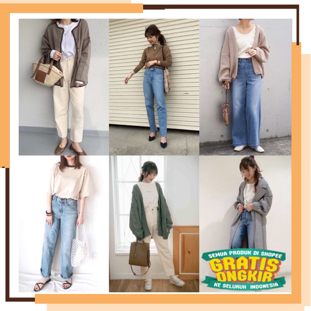 Losee Straight hw highwais rajut highwais / GU Straight Boyfriend Jeans