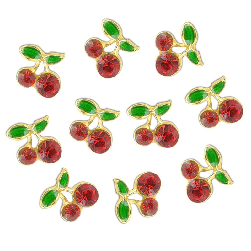 Siy 10 Pcs Ornamen Buah Ceri 3d Hias Berlian Imitasiglitter Untuk Dekorasi Nail Art