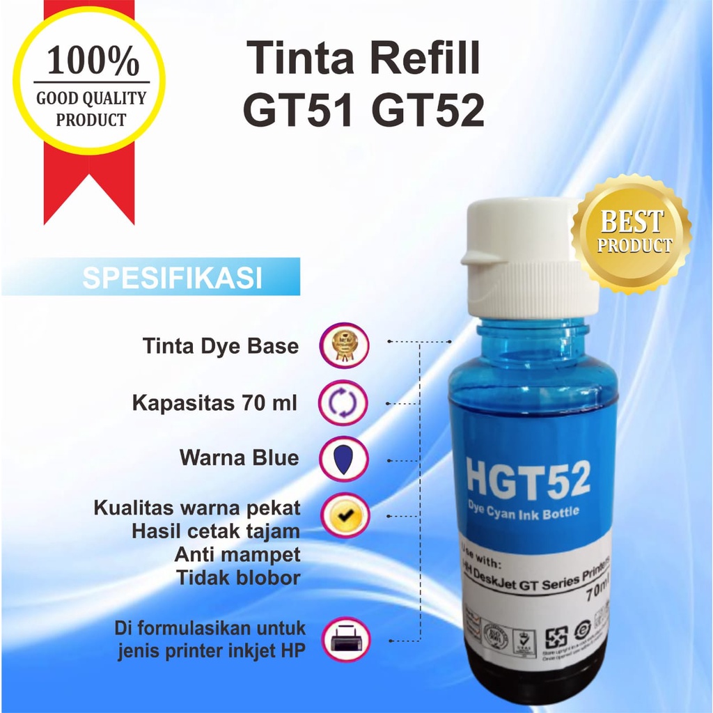 Tinta Refill HP GT51 GT52 GT 51 GT 52 Printer Ink Tank 115 310 315 319