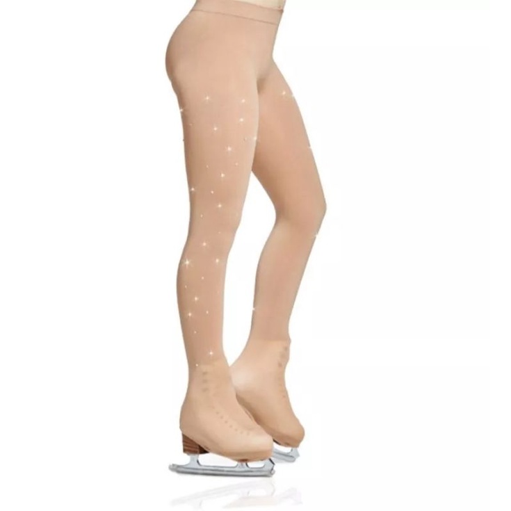 Legging DANCEYOU Celana Stocking Blink Figure Ice Skating Tights Over Boot Cover with Clip Rhineston