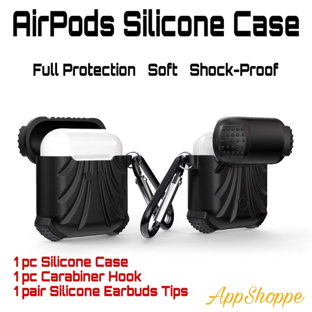 Airpods Silicone Case Protective Cover Pouch Caribiner Earbuds Tip Set