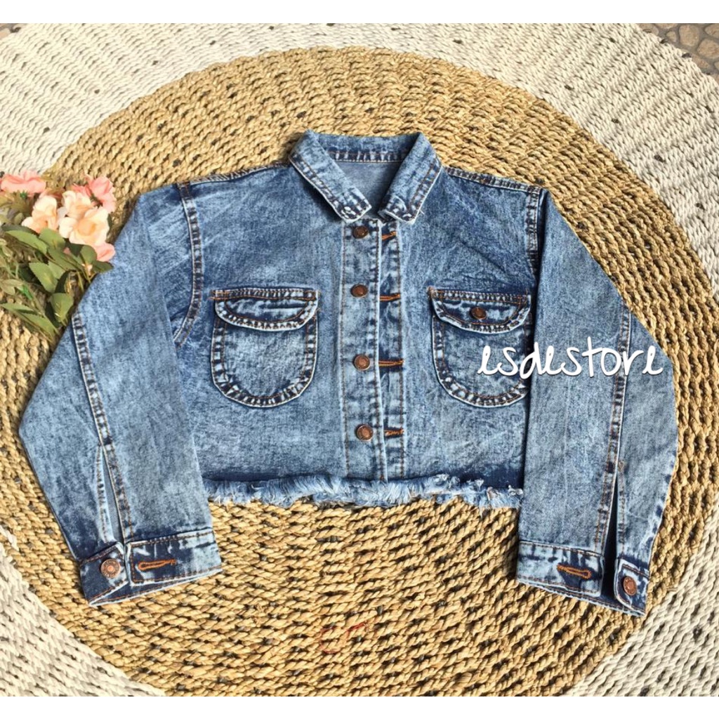1KG MUAT 3PCS | JAKET CROP JEANS MILEA / JEANS CROP RAWIS SNOW / JAKET CROPTY HITS SELEBGRAM-JAKET MILEA