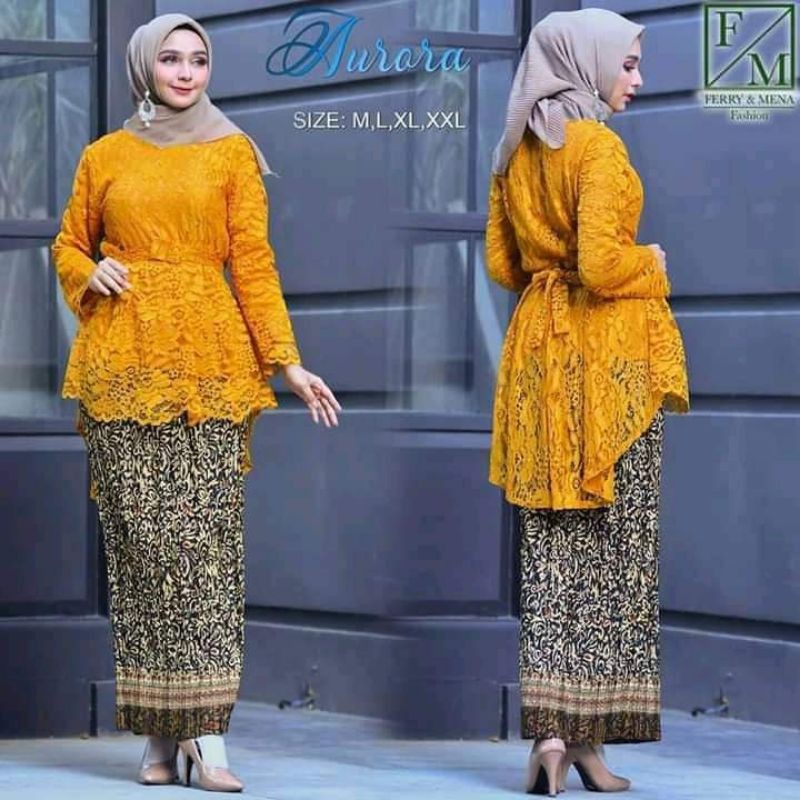 IndahKebaya | SET KEBAYA AURORA BROKAT / WISUDA / KONDANGAN / AKAD NIKAH / PESTA / OOTD HIJAB