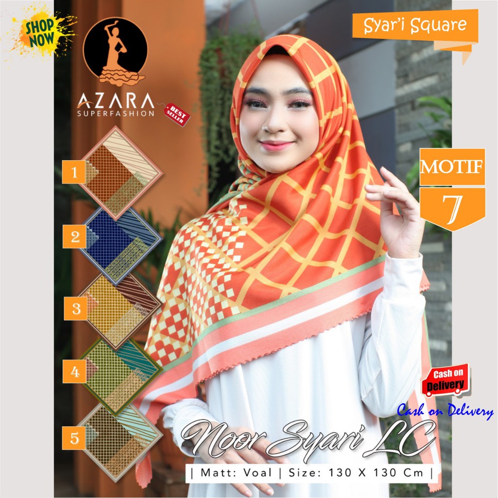 Jilbab Segi  Empat  Noor Syari Laser Cut Voal Motif 7 by 