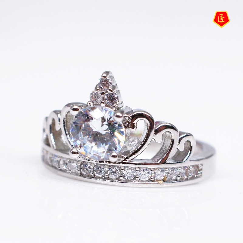 [Ready Stock]Fashion Crown Single Rhinestone Ring