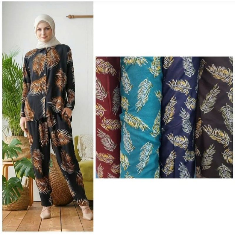 SETELAN ONE SET RAYON PRINT PAJAMAS / BAJU PIYAMA RAYON / BAJU TIDUR RAYON