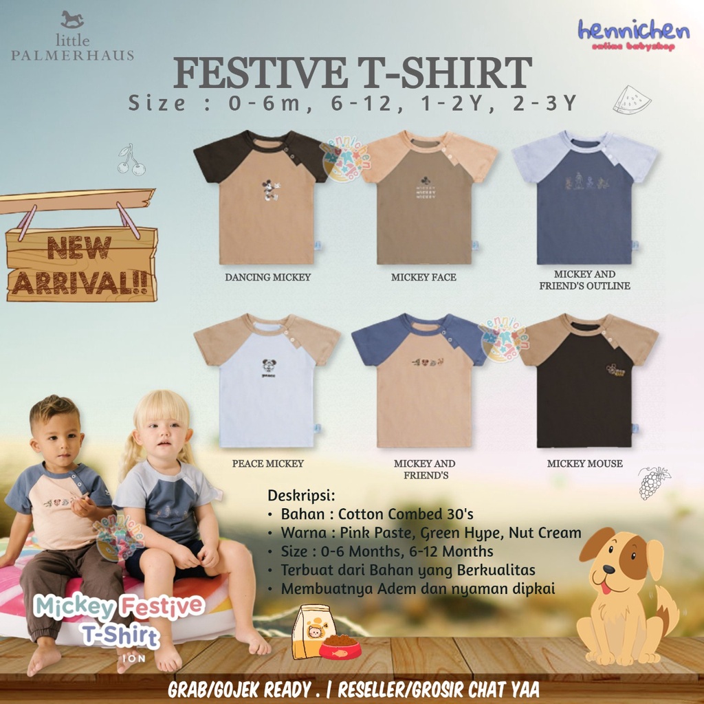 PROMO 7.7 PROMO BAJU LEBARAN LITTLE PALMERHAUS DISNEY MICKEY FESTIVE TSHIRT BAJU KAOS ANAK ATASAN ANAK 0 - 3 TAHUN