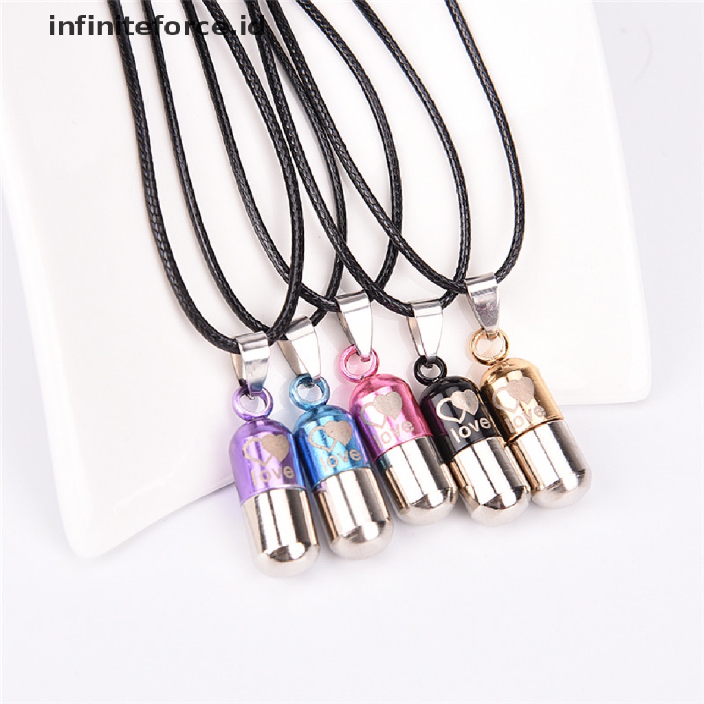 Kalung Liontin Kapsul Mini Bahan Metal Untuk Kenang-Kenangan