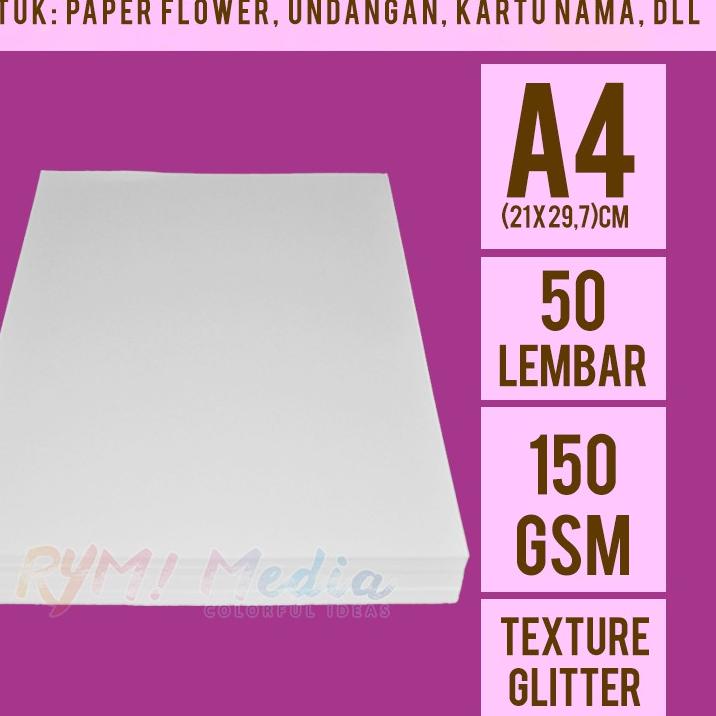 

Big Sale Jasmine Putih Glitter 150 gsm A4 isi 50 lembar / Kertas Jasmin Paper Flower 150 gram .