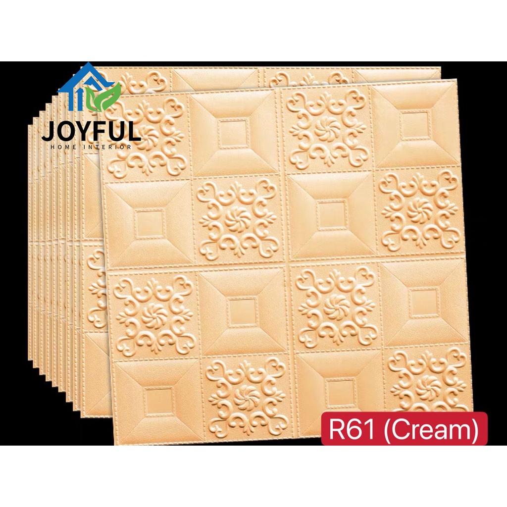 (TERMURAH!!) Wallpaper Dinding 3D FOAM, Ukuran 70X38.5CM • High Quality-R61 (CREAM)70X35CM