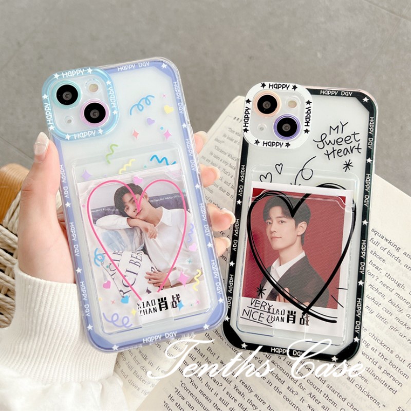 Redmi 12C A1 10C 10A 10 9A 9C 9 9T Note 12 11s 10s 9s 11 10 9 8 Pro Poco X3 NFC X3Pro X3 Mi11 12 Lite 11T Pro Sweety Heart Card Holder Phone Case Soft Clear Cover