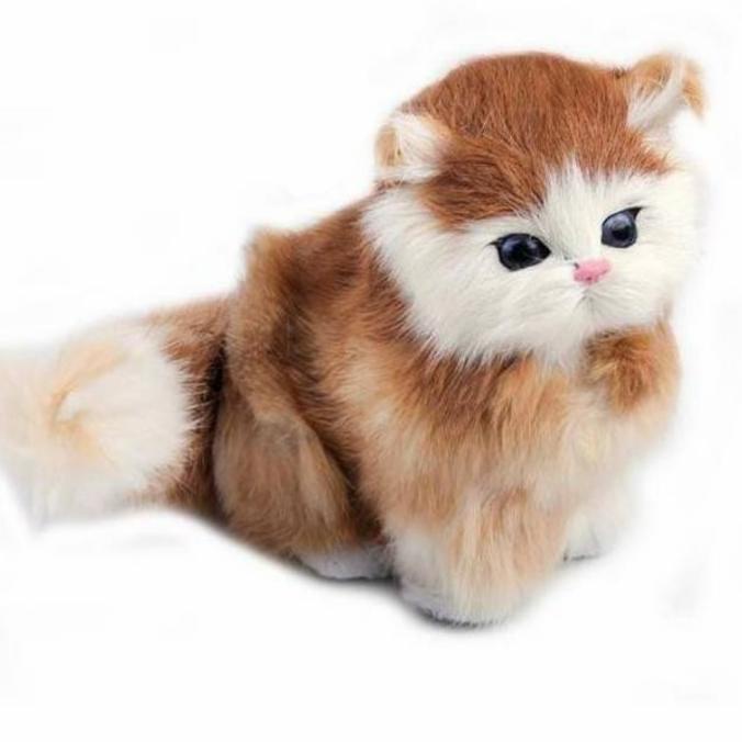 Boneka Kucing Simulasi 3D Mirip Seperti Kucing Asli Bersuara Meong