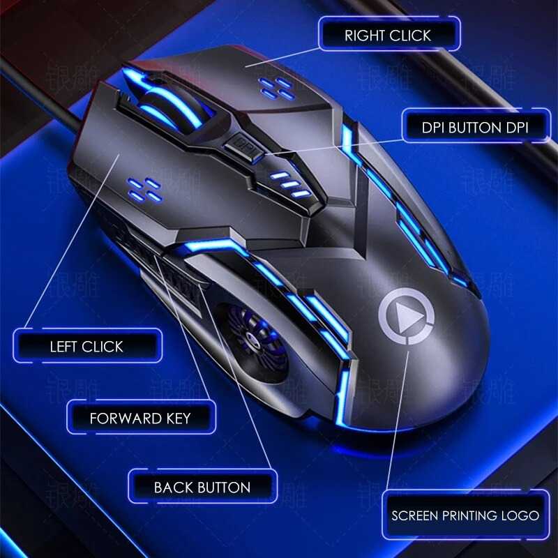 IDN TECH - Silver Eagle Mouse Gaming LED RGB 3200 DPI Silent Version - G5