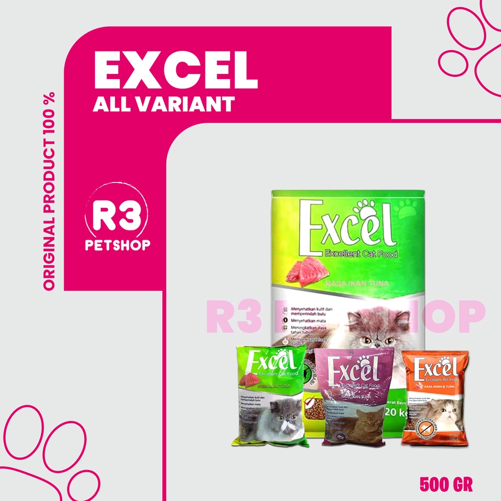 Makanan Kucing Murah EXCEL All variant 500gr (grab gosend)